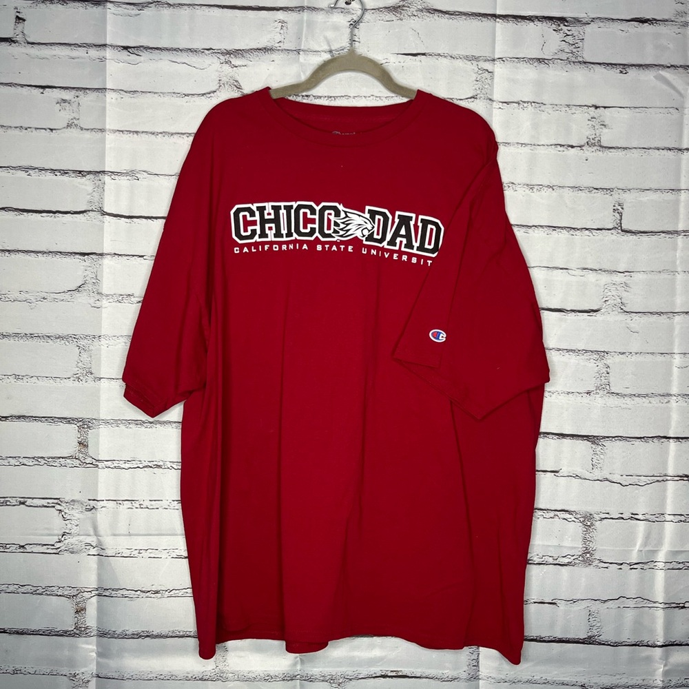 Champion Vintage Red Chico State Dad T-Shirt College University Graphic Size 3XL
